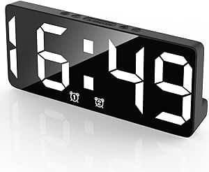 Digital Alarm Clock with Indoor Temperature Large Display, Voice Control Dual Alarm, Update Electronic Desktop Clock with 12/24h Display, Led Clocks for Bedrooms, Bedside, Office & Home (black)