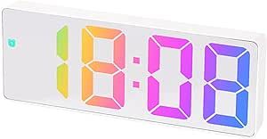Mirror Clock Digital LED Clock Large Display Electric Alarm Clocks Makeup Mirror Modern Decoration For Home Bedroom Alarm Clock For Bedroom Heavy Sleepers Adults Color Changing Clock For Teens