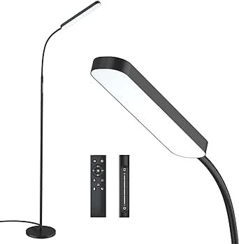 Wio-Mio Floor Lamp, 15w/1000lm Bright LED Floor Lamp with Stepless Adjustable 3000K-6000K Colors and Dimmer, Remote and Touch Control Reading Lamp, Adjustable Gooseneck Floor Lamp for Living Room