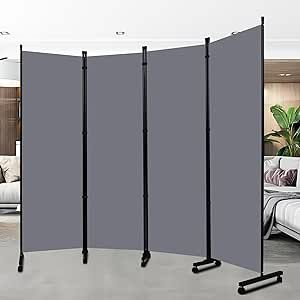 Room Divider Portable 88'' Partition Room Dividers and Folding Privacy Screens 4 Panel Wall Divider for Room Separation,Freestanding Fabric Room Divider Panel with Wheels for Home Office Hospital