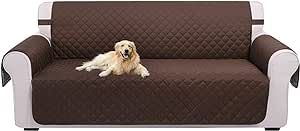 U-NICE HOME Reversible Sofa Cover Couch Cover for Dogs with Elastic Straps Water Resistant Furniture Protector for Pets Couch Cover for 3 Cushion Couch (Sofa, Coffee/Beige)