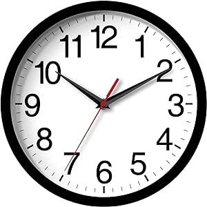 Rohioue 14 Inch Wall Clock, Modern Battery Operated Wall Clocks, Silent Non Ticking Large Analog Clock, for Living Room, Office, Home, Bedroom, Kitchen, Bathroom(Black)