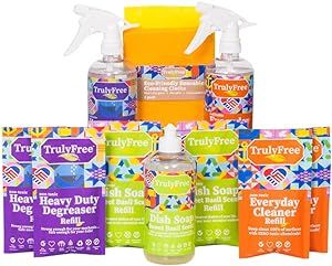 Truly Free Kitchen Cleaning Bundle, Natural, No Chemical Cleaners For everything In Your Kitchen and Home (Essentials Kitchen Cleaning Bundle (4 Products))