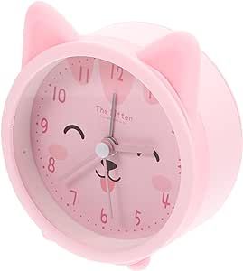 Abaodam Cat Alarm Clock Backlight Lovely Ear Desk Clock Alarm Clock for Girls Room Alarm Clock Kids Ages 9-12 Non-Ticking Desk Clock Rainbow Alarm Clock Home Glass Night Light Mute Student