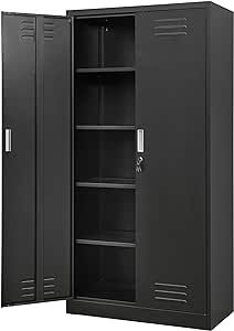 BESFUR Metal Storage Cabinet, 72" Locking Storage Cabinet for Garage, Office, Home, School
