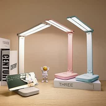 LuxLumin Pink Desk Lamp for Home Office,Portable Cute Small Desk Lamp with 3 Lighting Modes, Battery Operated Rechargeable Desk Light for Kids, Reading,Studying,Dormitory, Pink