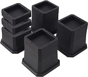 BTSD-home Bed Risers 2, 3 or 4 Inch Heavy Duty Furniture Risers Adjustable Dorm Bed Lifts Risers Table Desks Legs Blocks 4 Pack Black