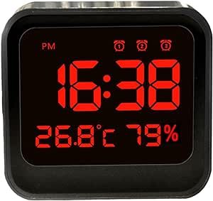Qianly Digital Alarm Clock Desk Clock, Temperature Display,LED Display Bedside Clock LED Bedroom Alarm Clocks for Bedroom, Home, Black