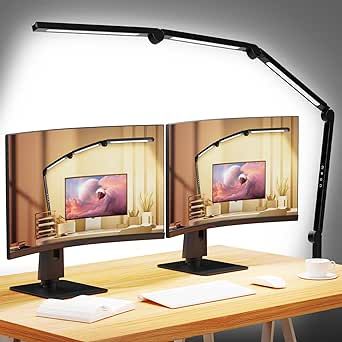 AILBTON LED Desk Lamp with Clip,Multi-Angle Flexible 4 Sections 3 Light Sources Office Desk Lamp,4 Color Temperatures and 5 Brightness Levels,Night Eye Care Table Lamp for Home Office Studio