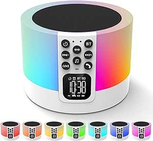 AFEXOA Sound Machine for Sleeping Adults Baby Kids, White Noise Machine Baby, Bluetooth Alarm Clock Night Light, 30 Soothing Sounds & Volumes, Timer, Portable Sound Machine for Home Office Travel Gift
