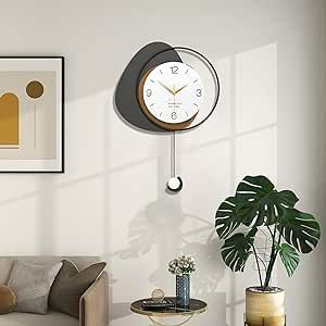 YIJIDECOR Modern Wall Clocks for Living Room Decor Large Pendulum Wall Clock Battery Operated Silent Non-Ticking for Kitchen Bedroom Office Home Wooden 16 inches Decorative Wall Watch Clock for Indoor