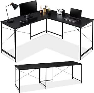Best Choice Products 94.5in Modular L-Shaped Desk, Corner Computer Workstation, Long 2-Person Study Table for Home, Office w/Adjustable Legs, 200lb Capacity, Customizable Set Up - Black/Black