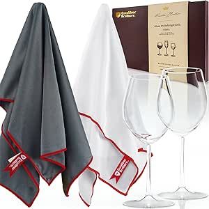 Glass Polishing Cloth 23.5" x 20" (2 Pack) - Streak and Lint Free Wine Cloths , Large Polishing Cloth for Glassware , Wineglass Cleaner Best Gifts for Men by Excalibur Brothers (Mixed)