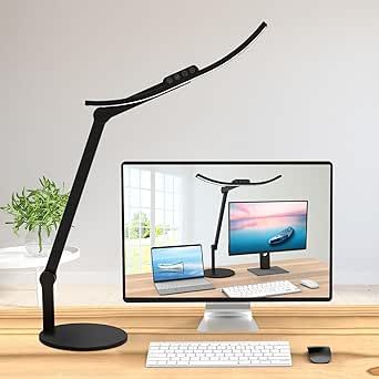 Omorepa Led Desk Lamp for Home Office, Architect Curved Desk Lamp with Base Bright 1000LM Adjustable Desk Light Dimmable Touch Tall Table Light with 3 Rotatable Joints for Computer Workbench