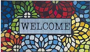 CHICHIC Colorful Welcome Door Mat, Welcome Mat 18x 30 Inch Front Door Mat Outdoors for Home Entrance Outdoors Mat for Outside Entry Way Doormat, Heavy Duty Non Slip Rubber Back Low Profile