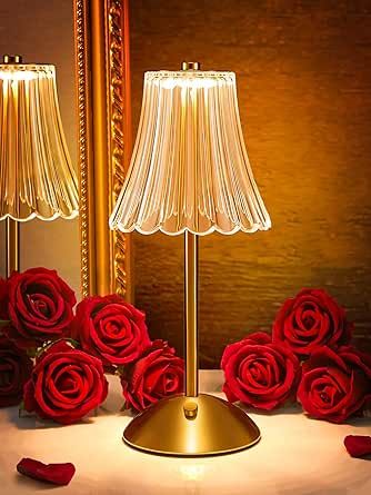One Fire Table Lamps Flower Lamp,3Colors Vintage Lamp,Battery Operated Lamp Cordless Lamp,Dimmable Bedside Lamps for Nightstand Lamp,Touch Lamp for Bedroom Nightstand Lamp,Bedside Table Lamp Mini Lamp