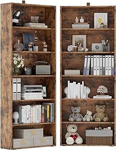 IRONCK Bookshelves and Bookcases Set of 2 Floor Standing 6 Tier Display Storage Shelves 70in Tall Bookcase Home Decor Furniture for Home Office, Living Room, Bed Room